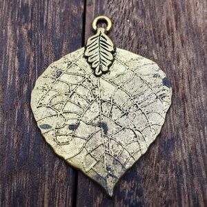 Gold foiled fall foliage leaf necklace pendant‎